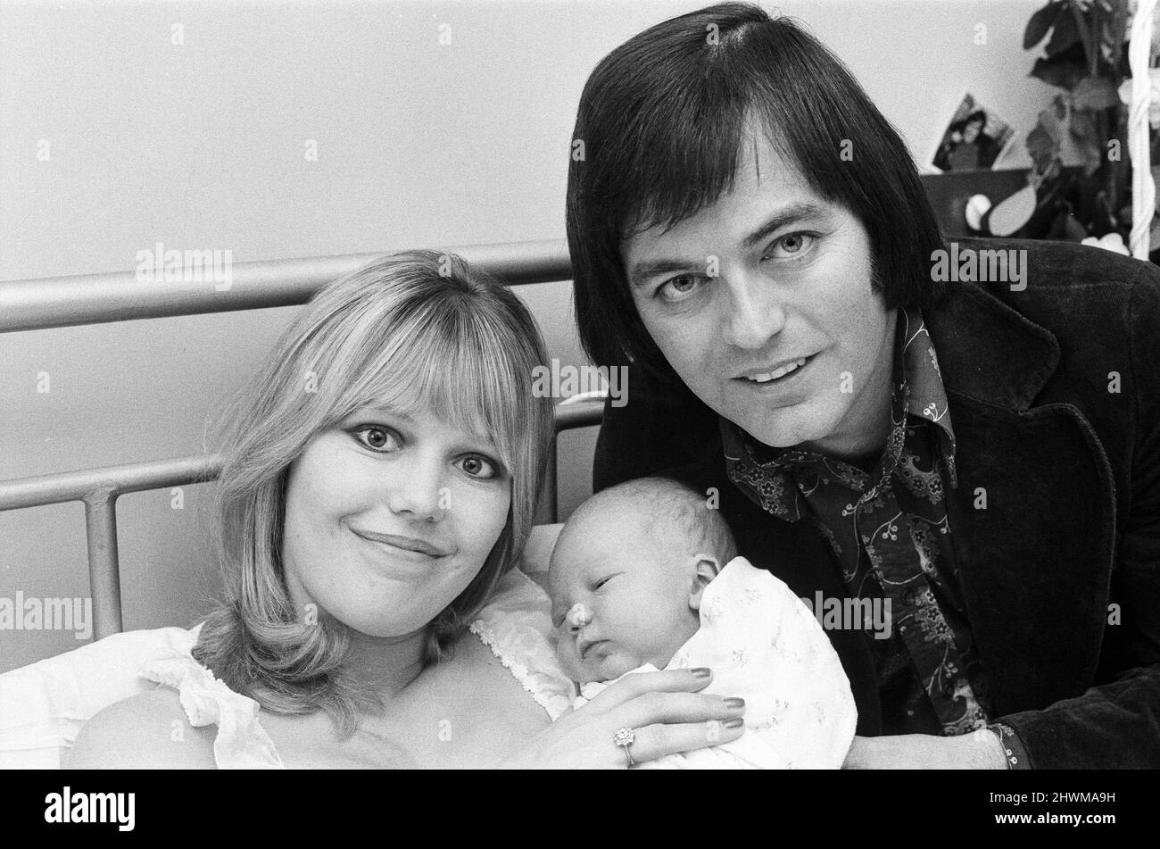 Tony Blackburn, Britain's top DJ, certainly became Top of the Pops when his wife Tessa Wyatt gave birth their first child, a alb 3oz boy who they have called Simon Anthony. Tony is pictured visiting his wife at St Charlotte's Hospital, Chiswick. 11th April 1973. Stock Photo
