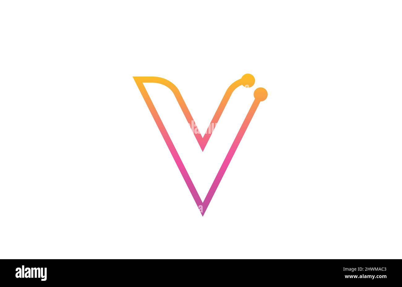 V pink alphabet letter logo icon design with dot. Creative template for ...