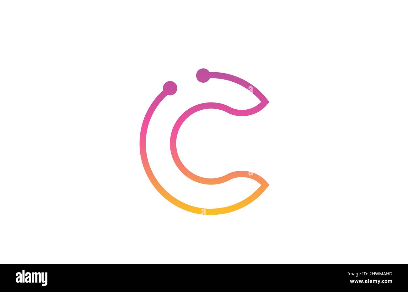 C pink alphabet letter logo icon design with dot. Creative template for ...