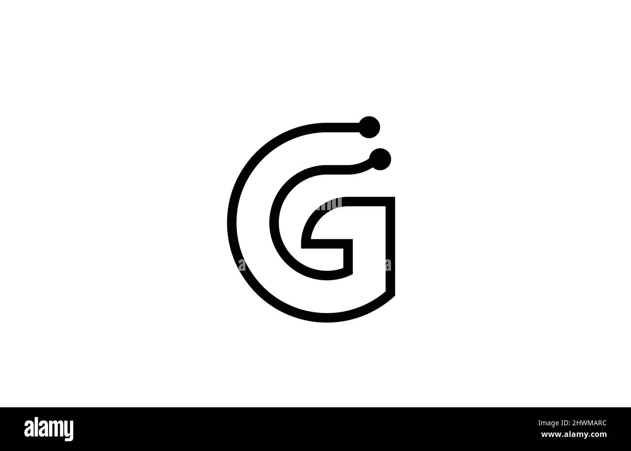 G line black and white alphabet letter logo icon design with dot ...