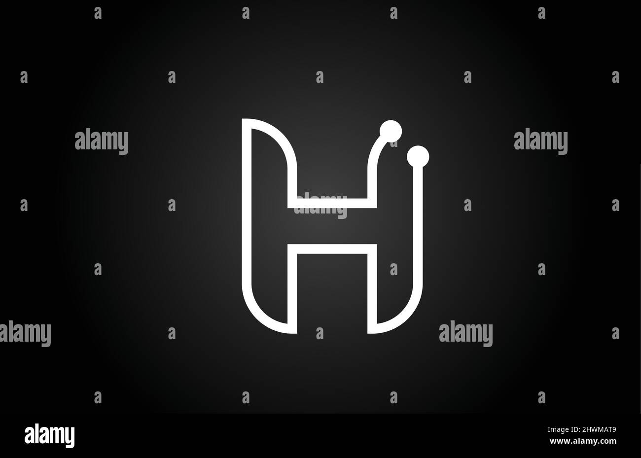 H alphabet letter logo icon design with dot and line. Creative template ...