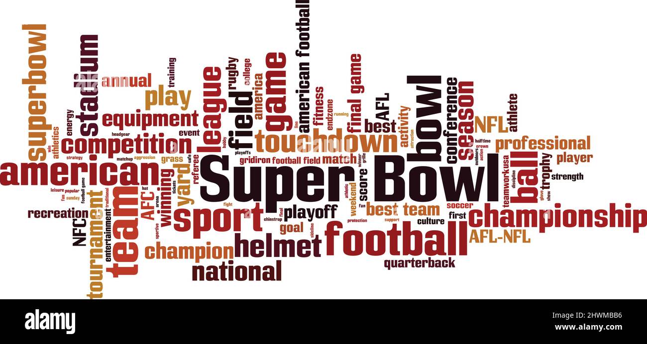Super Bowl word cloud concept. Collage made of words about Super Bowl. Vector illustration Stock Vector