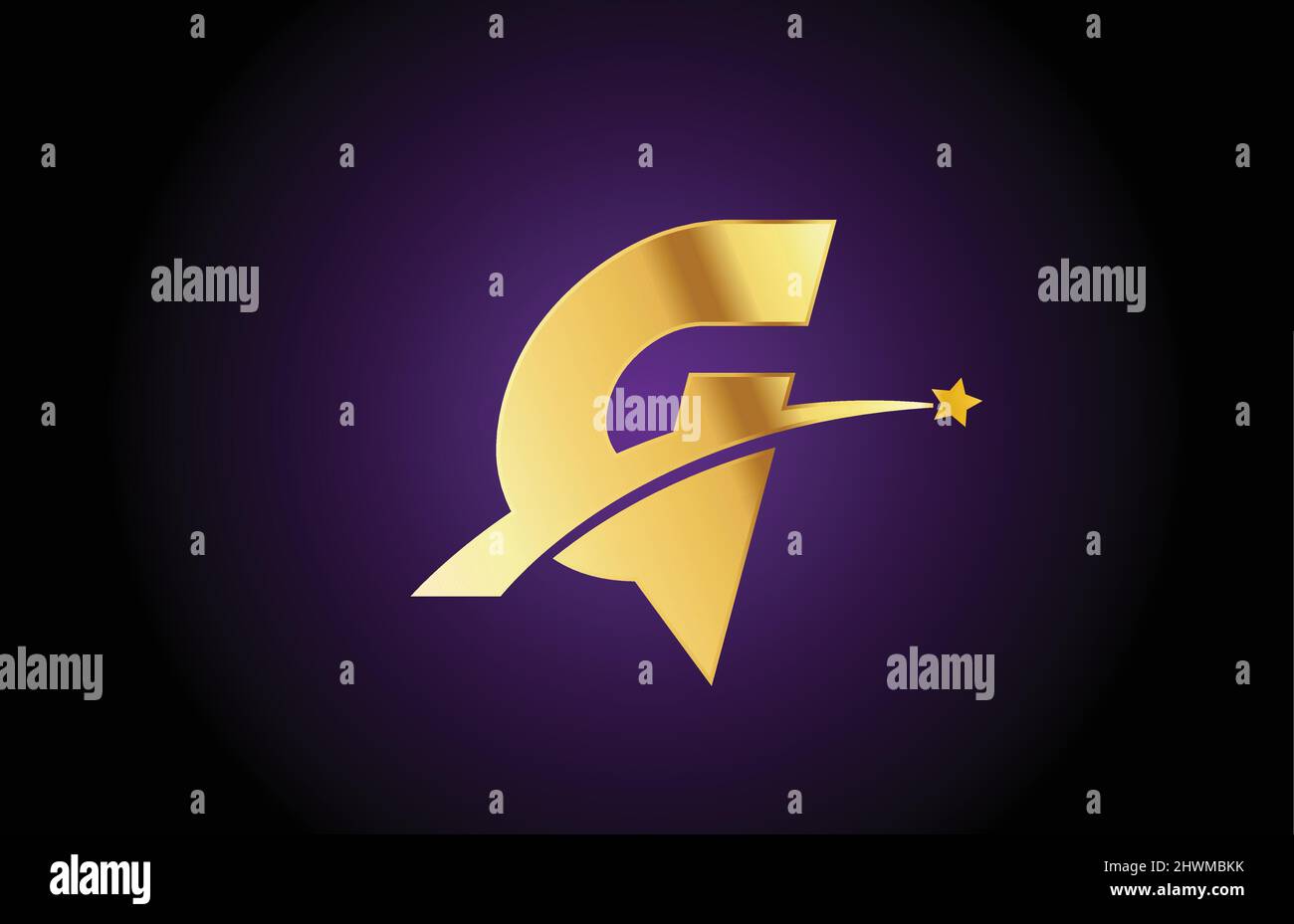 gold golden G alphabet letter logo icon with star. Creative design for ...