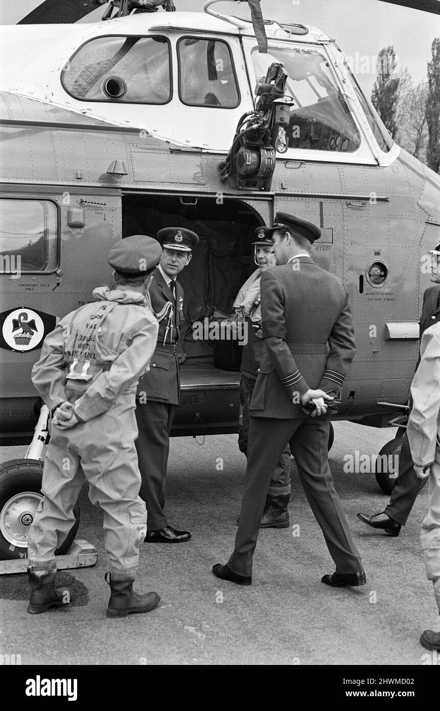 Prince Philip, Duke of Edinburgh, on a visit to RAF Tern Hill, Shropshire. 30th May 1972. Stock Photo