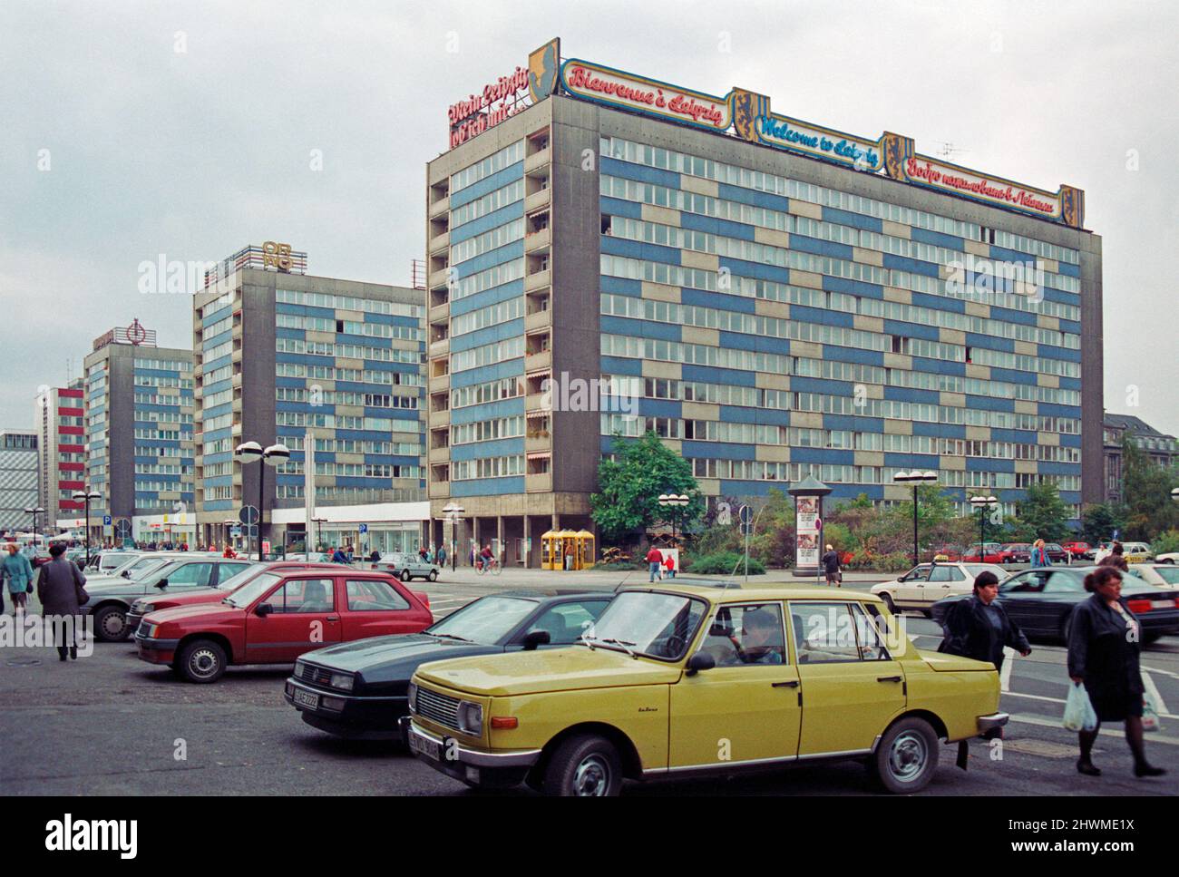 Highrise blocks of flats, Leipziger Brühl, Leipzig, October 17, 1992