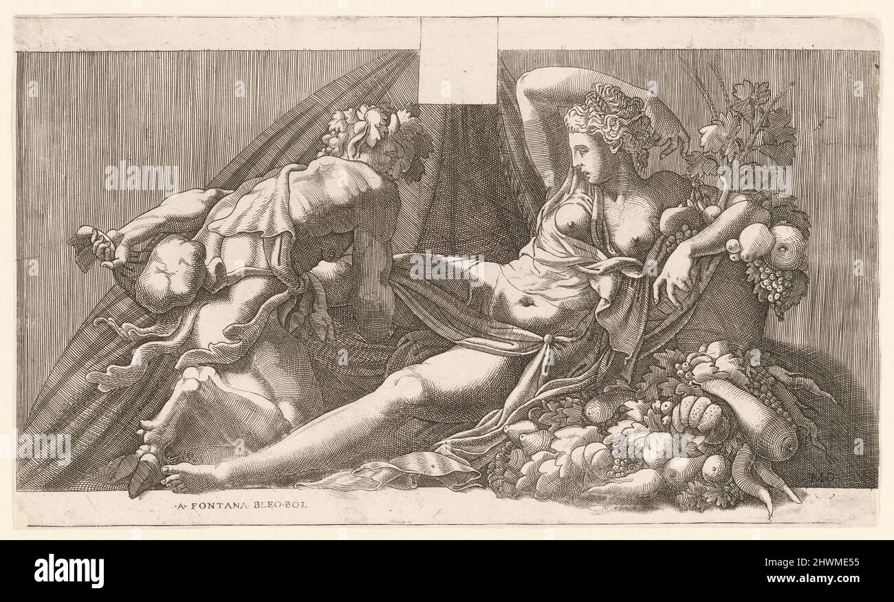 Jupiter and Antiope. Engraver: Girolamo Faccioli (Fagiuoli), Italian, active by 1539, died 1574After: Francesco Primaticcio, Italian, 1504–1570 Stock Photo