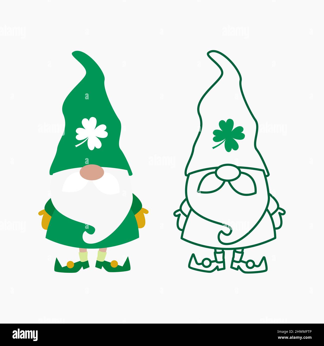 St patricks day gnomes shamrock. Green leprechaun hats. St patrick's