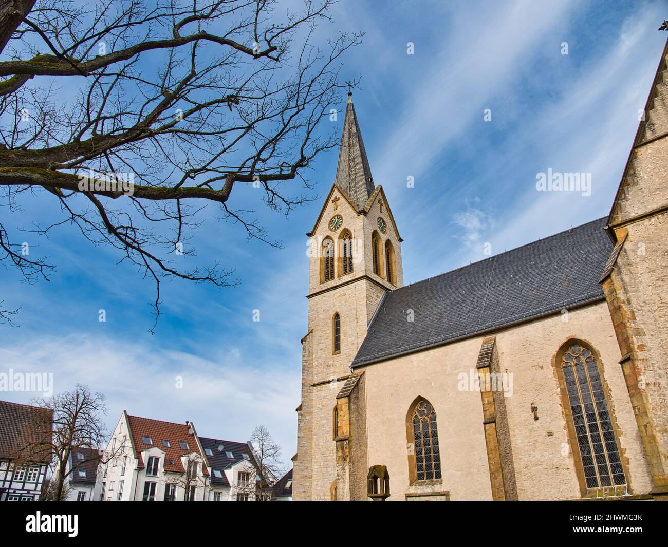 The Stiftskirche Schildesche in Bielefeld Germany during daylight Stock Photo