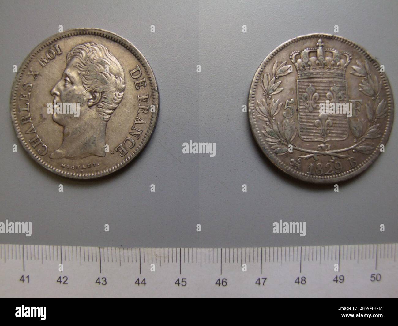 5 Francs of Charles X, King of France from Rouen. Ruler: Charles X ...