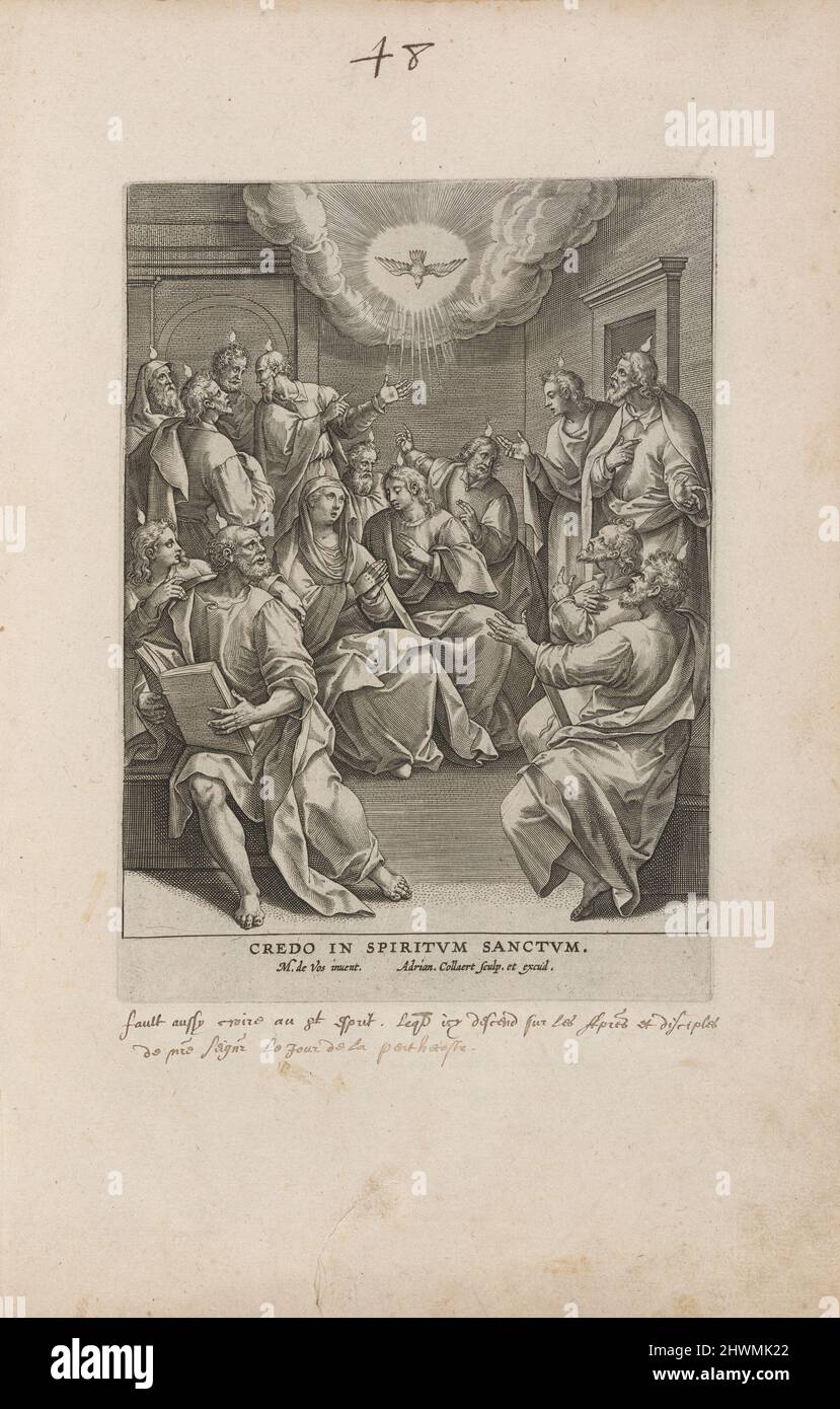1 of 12 plates from the series XII. Fidei Apostolici Symbola (The Apostles’ Creed). Publisher: Adriaen Collaert, Flemish, 1560–1618After: Maarten de Vos, Flemish, 1532–1603 Stock Photo
