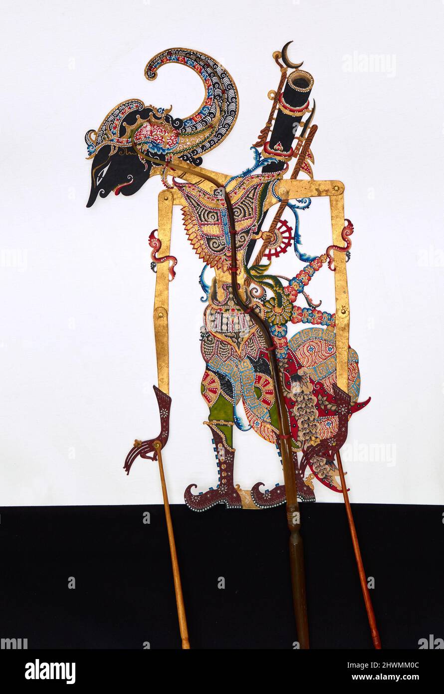 Shadow Puppet (Wayang Kulit) of Arjuna or Janaka. Maker: Ki Enthus Susmono, Indonesian, 1966–2018 Stock Photo