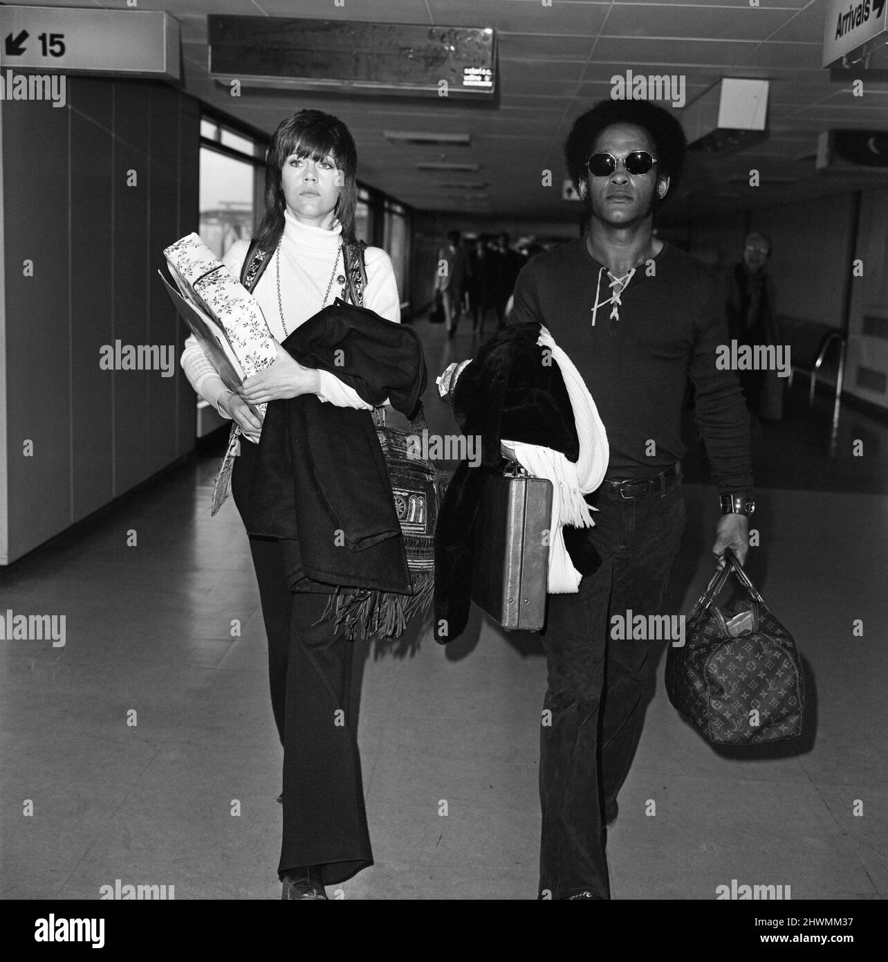 Jane Fonda Arrives At Heathrow Airport With Michael Hunter A United 