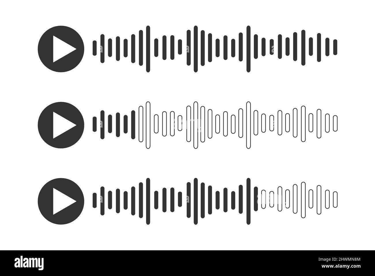 Voice message icons with speech sound waves. Audio chat, radio, podcast
