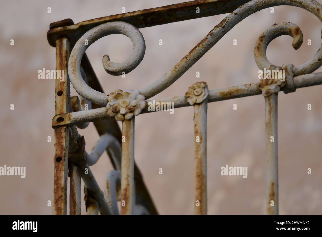 Traditional rural house handcrafted rusty wrought iron balcony railing ...