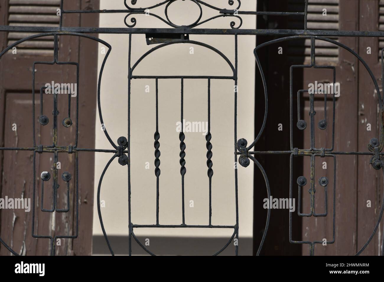 Greece Railing Traditional rural house handcrafted forged iron balcony railing in ...