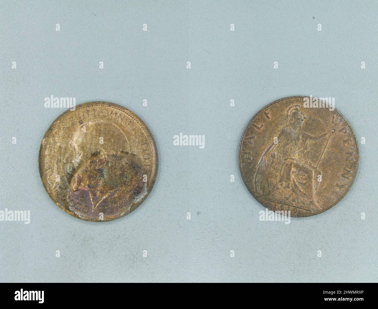 Halfpenny of V, King of Great Britain. Ruler V, King of