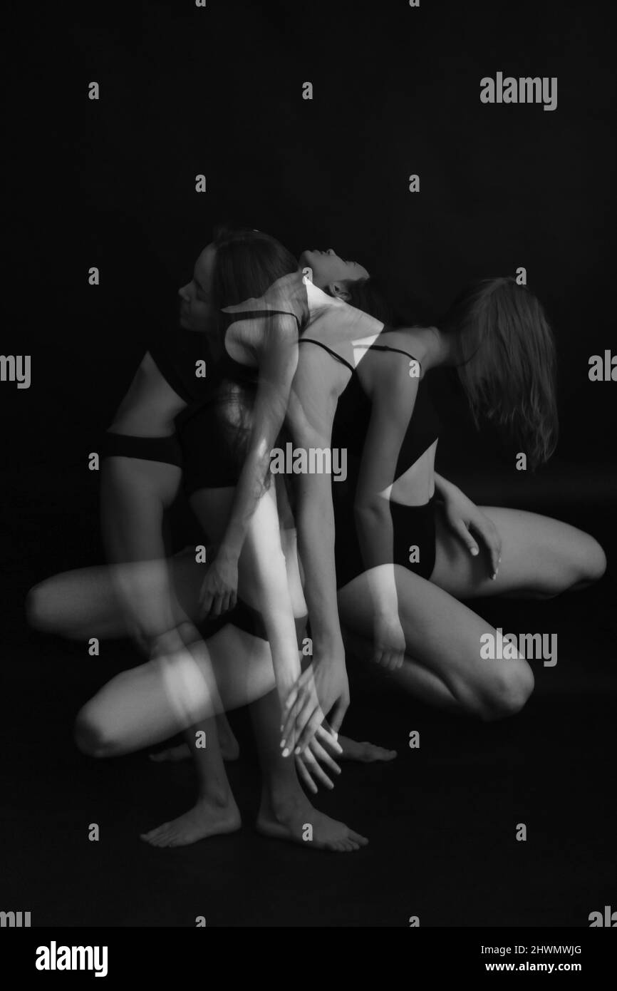 Multiple exposure, body movement  kaleidoscope Stock Photo