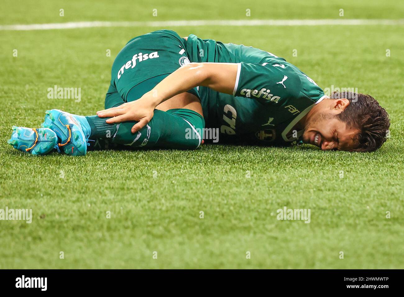 Sao Paulo, Brazil. 23rd Mar, 2022. SP - Sao Paulo - 03/23/2022 - PAULISTA  2022, PALMEIRAS X ITUANO - Rony, a Palmeiras player, celebrates his goal  with players from his team during