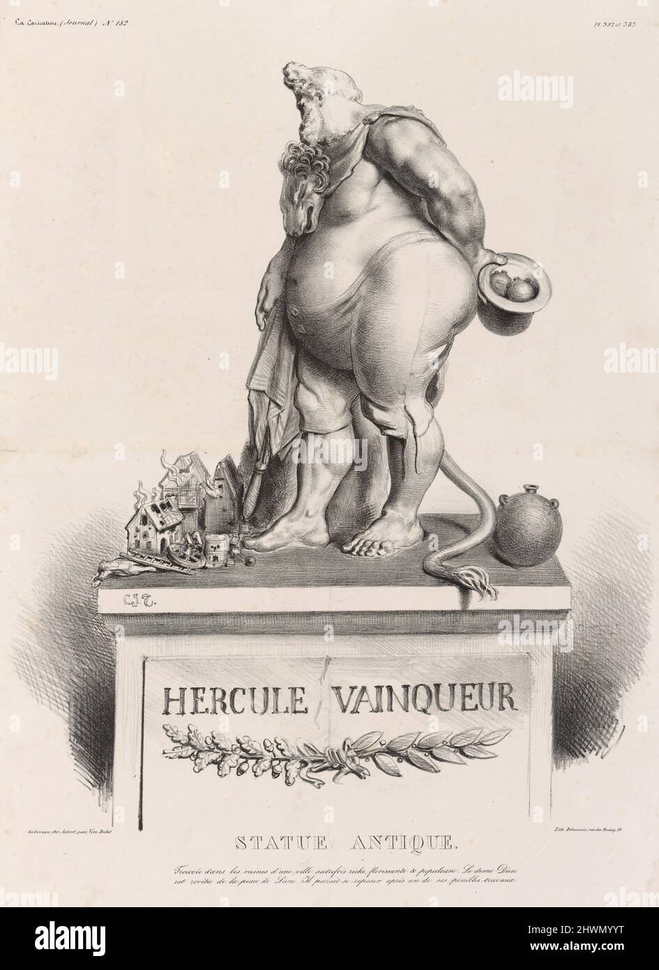 Hercule vainqueur.  Artist: Charles-Joseph Traviès, Swiss, 1804–1859, active in France Stock Photo