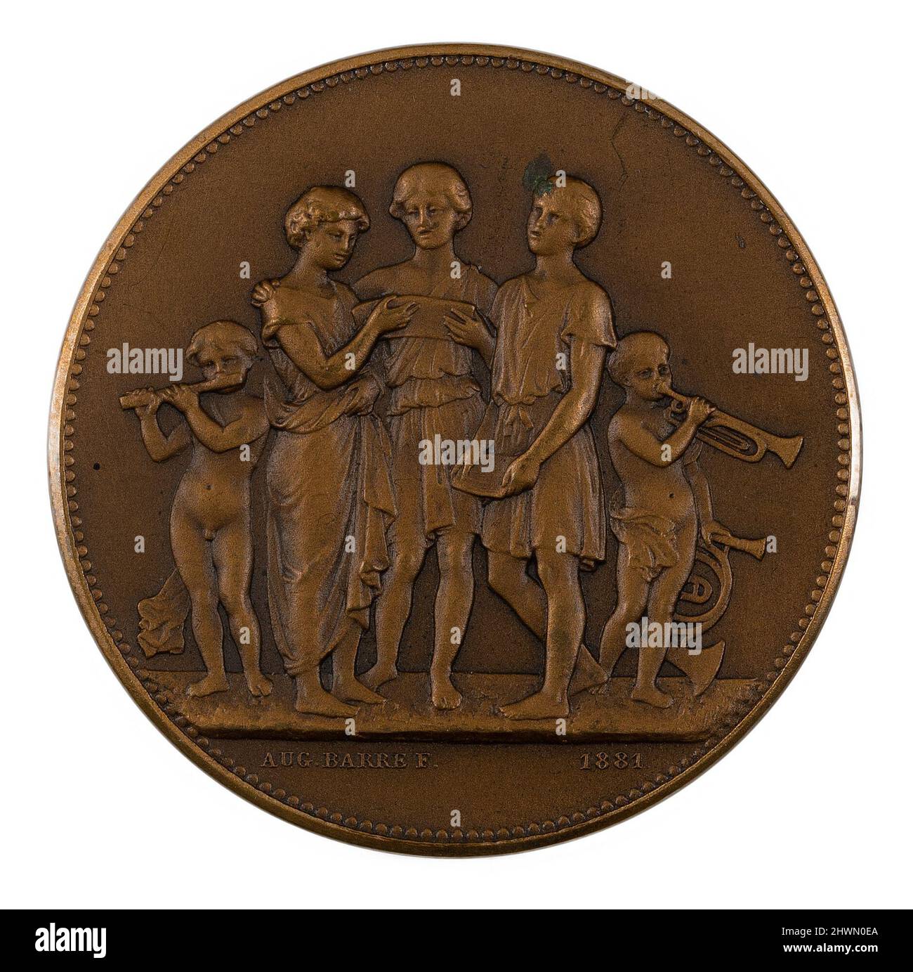 France Beaux Arts Exemplaire Collection Award Medal.  Mint: Paris Artist: Jean Auguste Barre, French, 1811–1896 Stock Photo