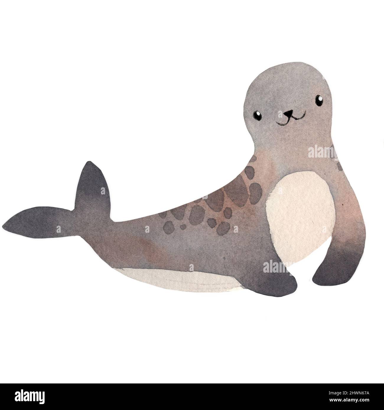 Cute watercolor seal illustration. Picture for children poster print Stock  Photo - Alamy