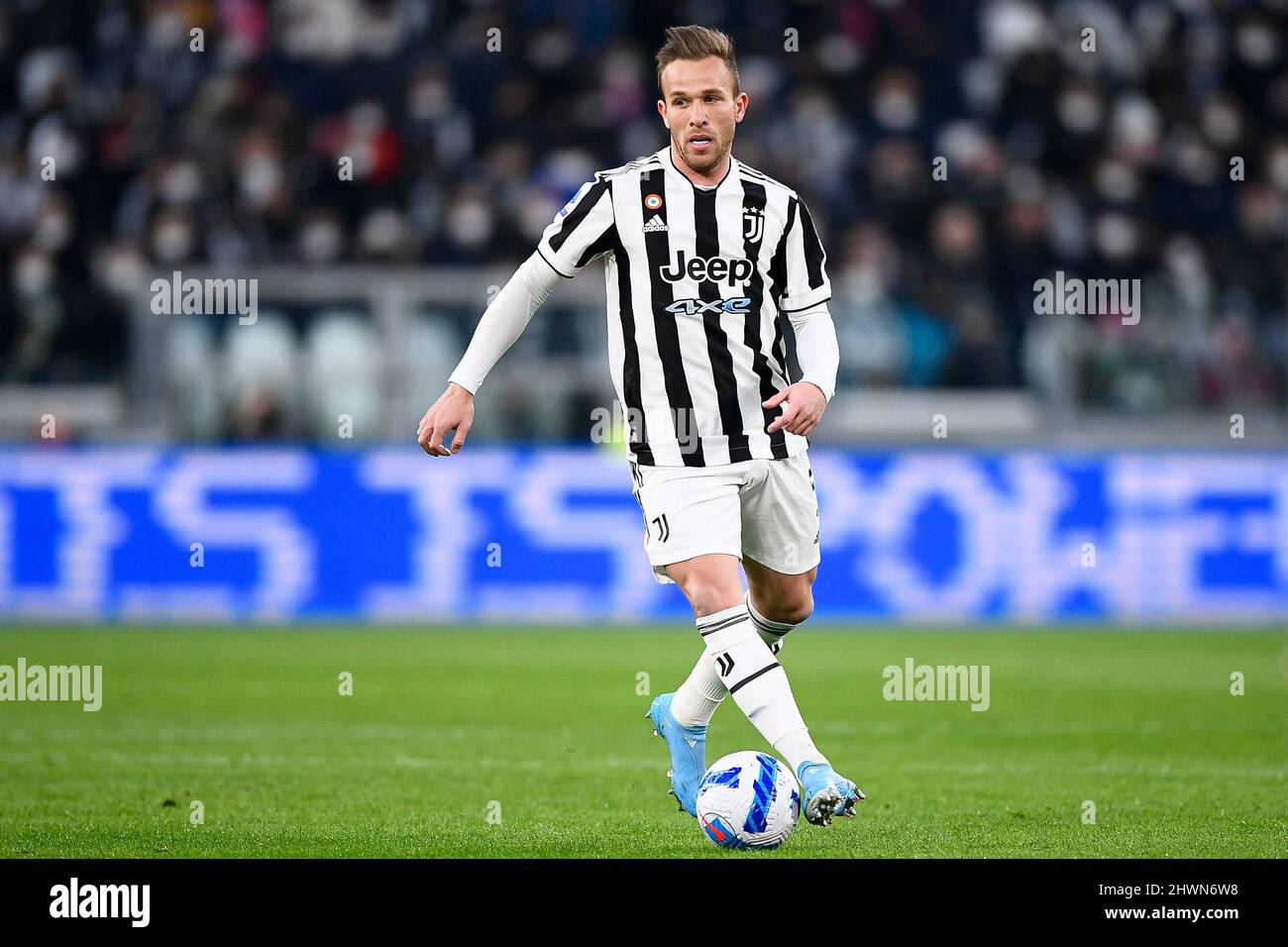 Turin, Italy. 06 March 2022. Arthur Melo of Juventus FC in acton during the Serie A football match between Juventus FC and Spezia Calcio. Credit: Nicolò Campo/Alamy Live News Stock Photo