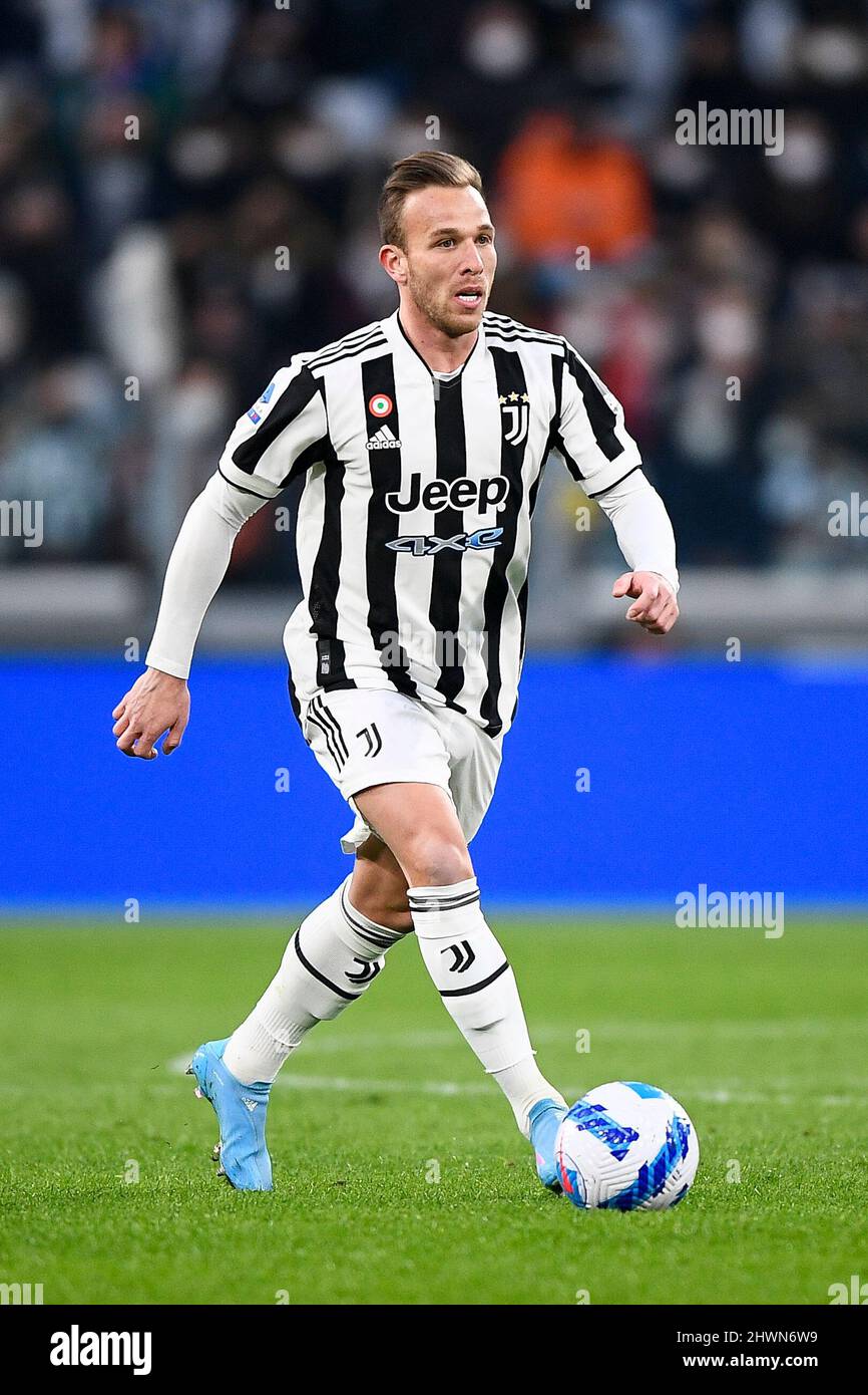 Turin, Italy. 06 March 2022. Arthur Melo of Juventus FC in acton during the Serie A football match between Juventus FC and Spezia Calcio. Credit: Nicolò Campo/Alamy Live News Stock Photo