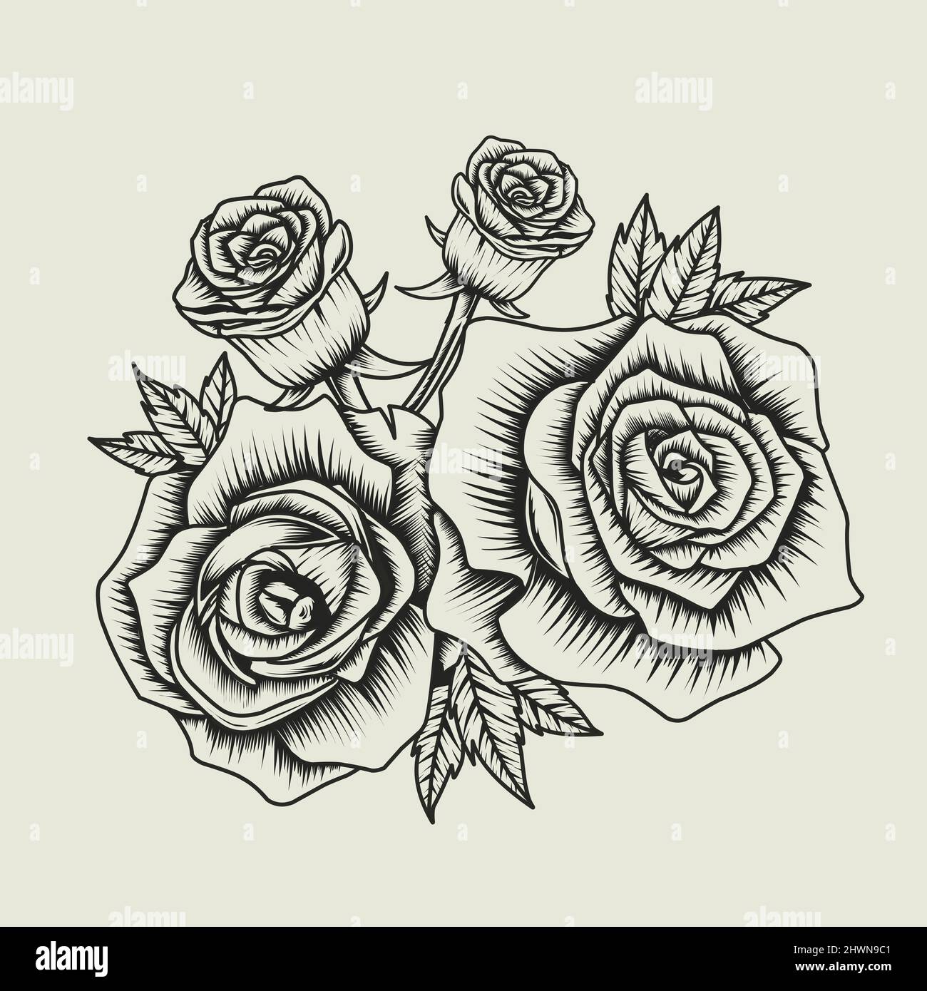 illustration vector vintage rose flower Stock Vector