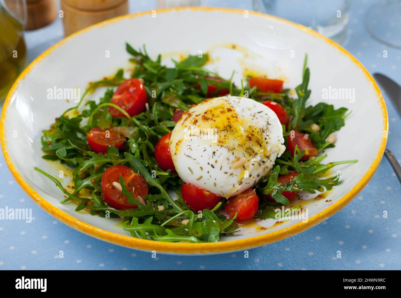 Salad from burrata cheese Stock Photo Alamy