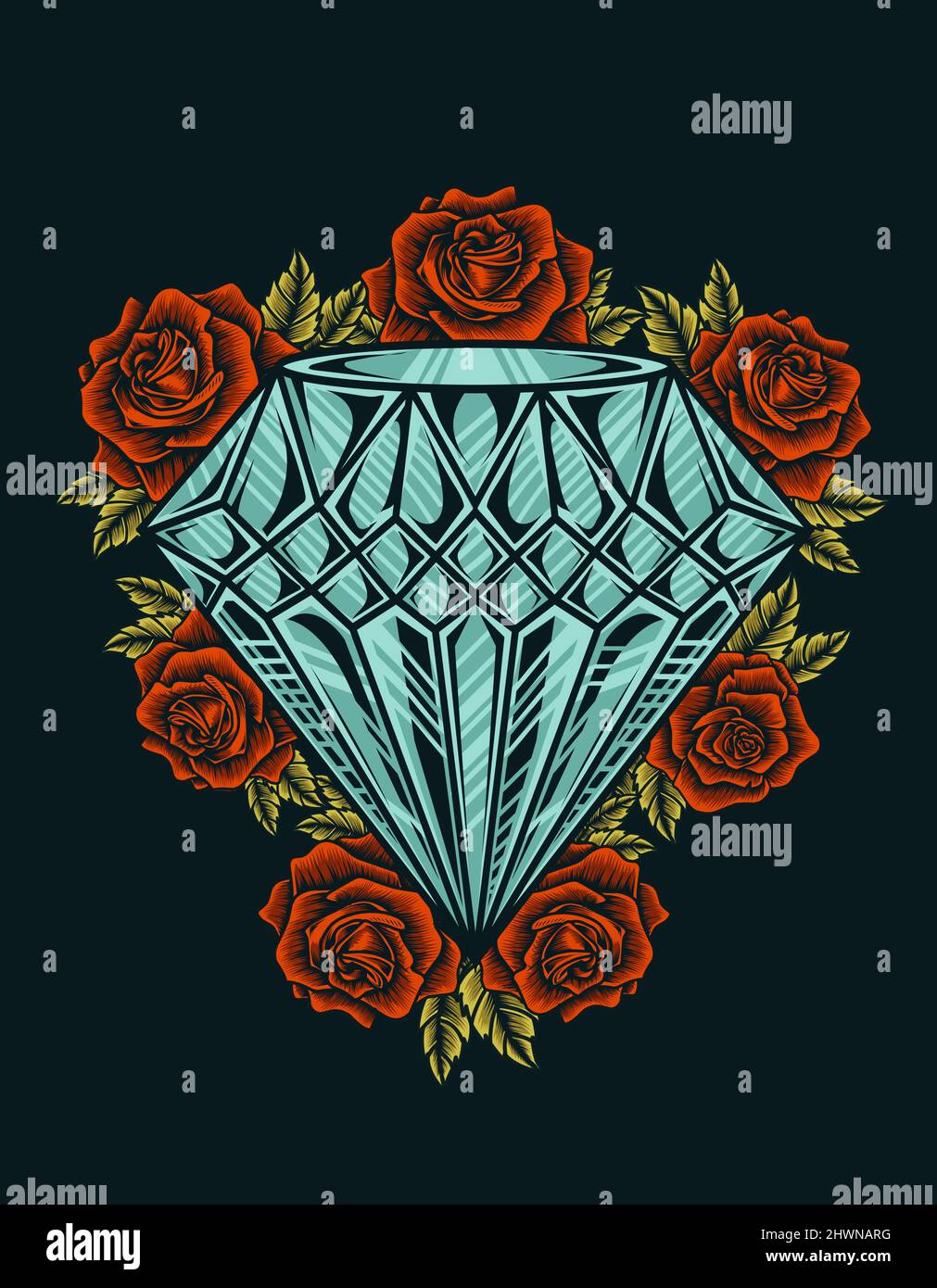 illustration vector vintage diamond rose flower Stock Vector
