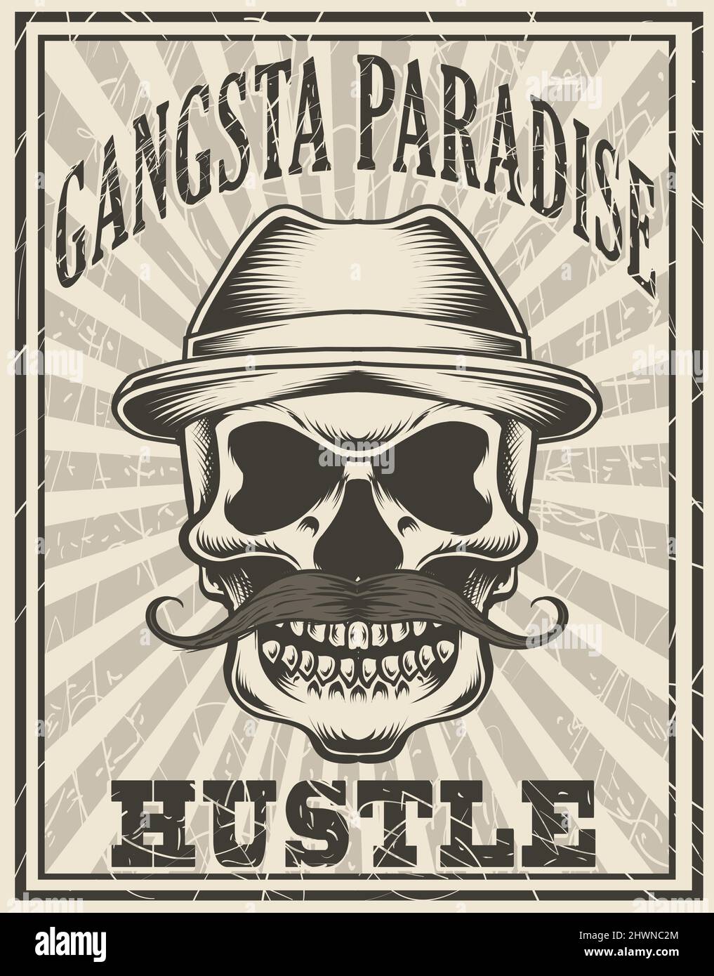 illustration vector gangster paradise poster Stock Vector