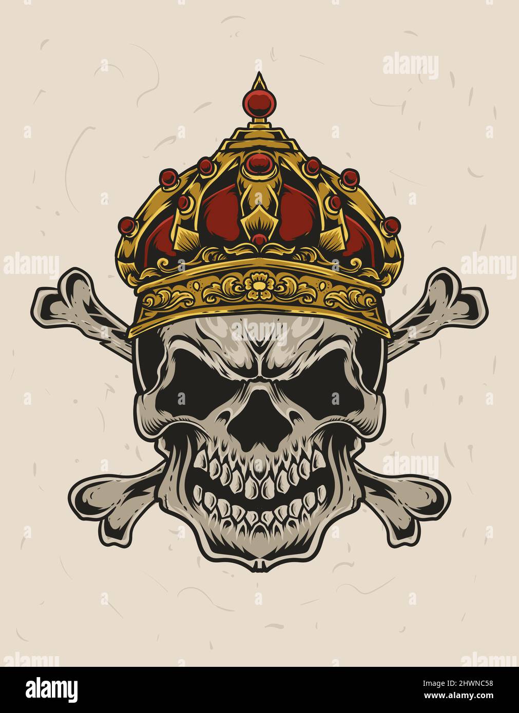 Premium Vector  Skull with a crown on it skull king