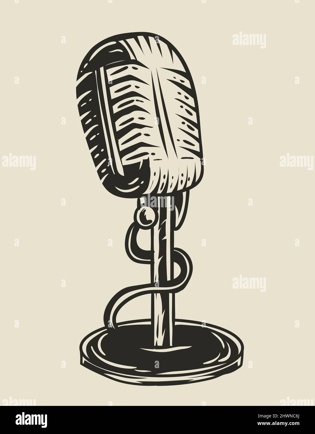 illustration vector vintage microphone on white background Stock Vector