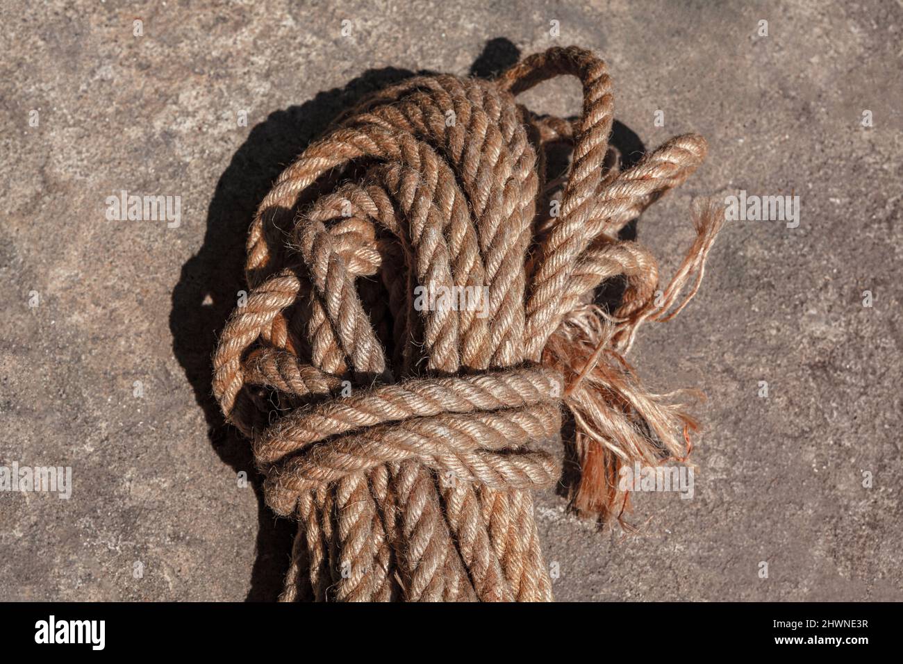 Brown linen boat ropes from natural fiber Stock Photo - Alamy