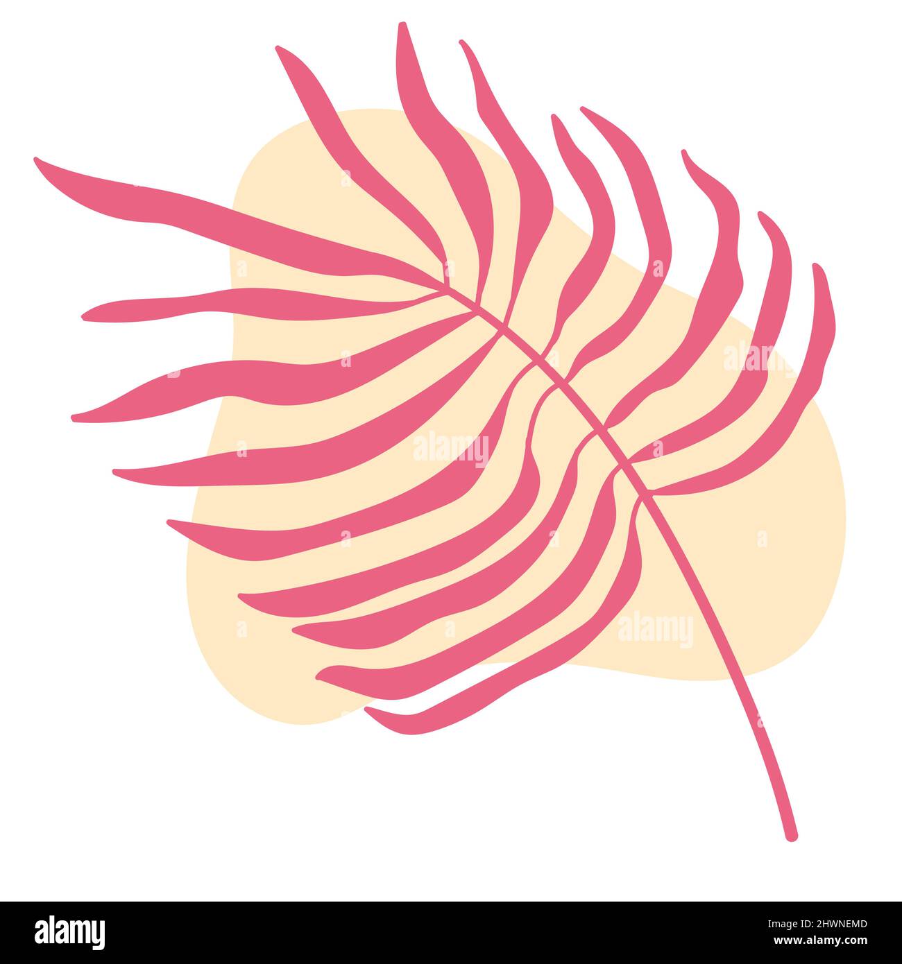 Leaf Line Art With Shapes In Pastel Stock Vector
