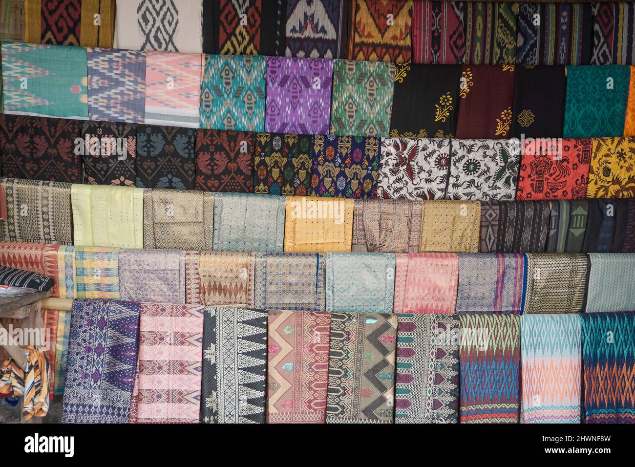 colorful woven cloth, which is usually sold by the villagers of sade Stock Photo
