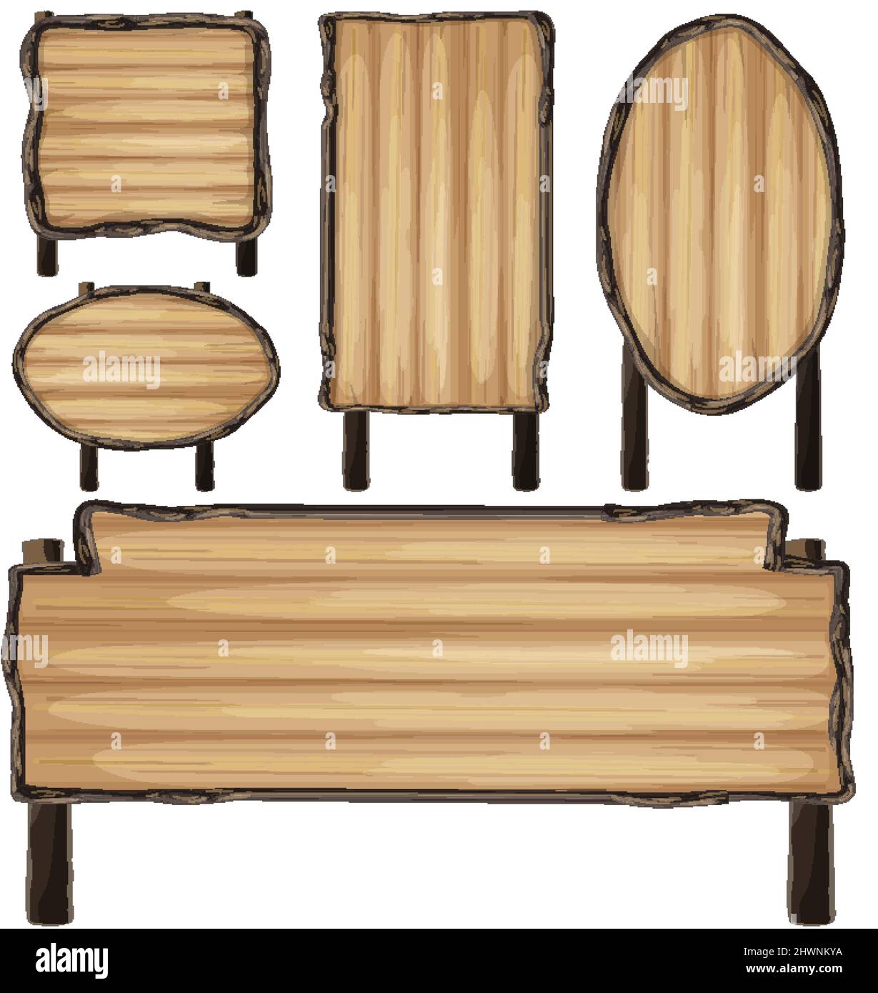 Set of wooden sign banner illustration Stock Vector Image & Art - Alamy