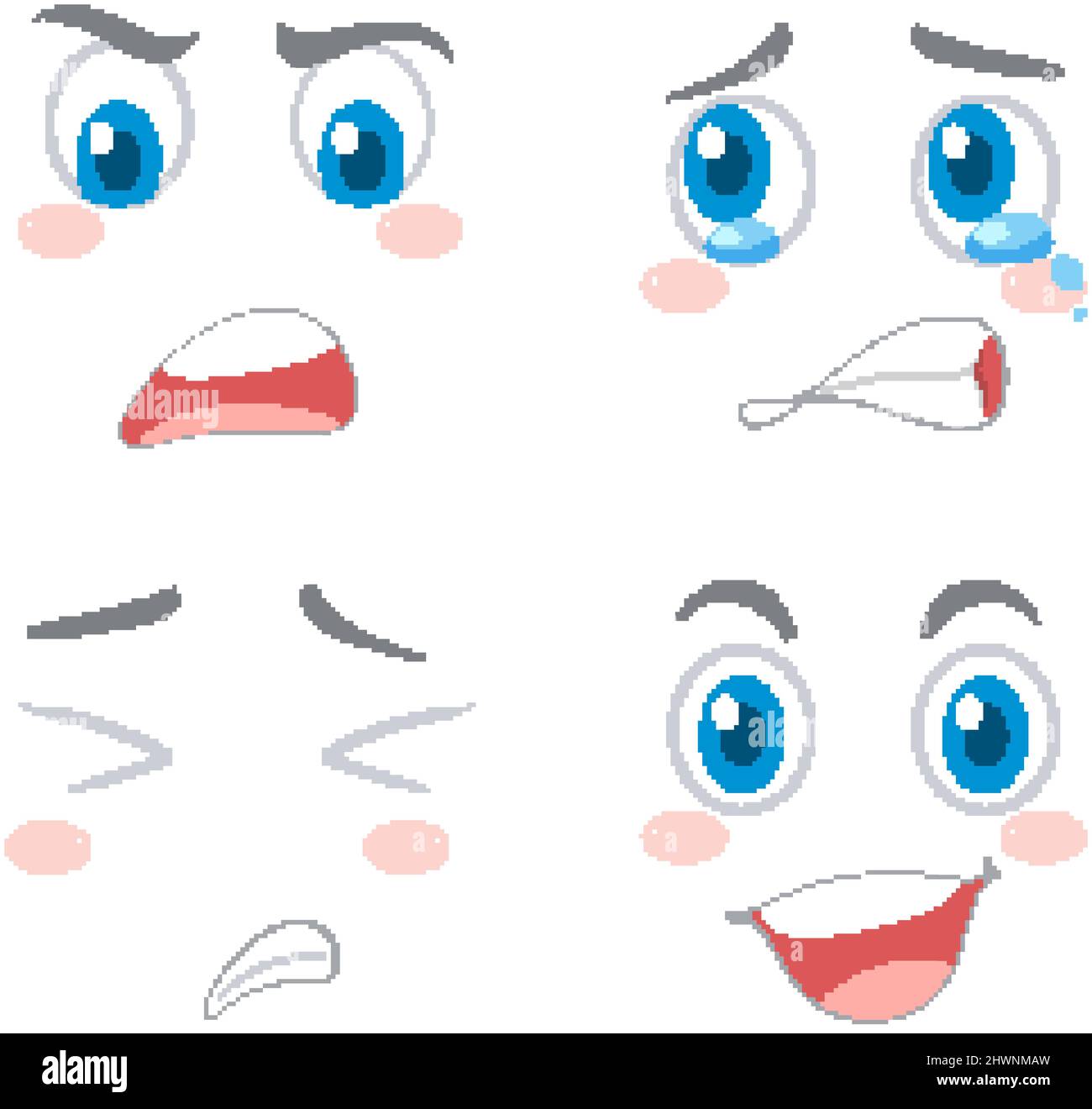 Set of different facial expression illustration Stock Vector Image ...