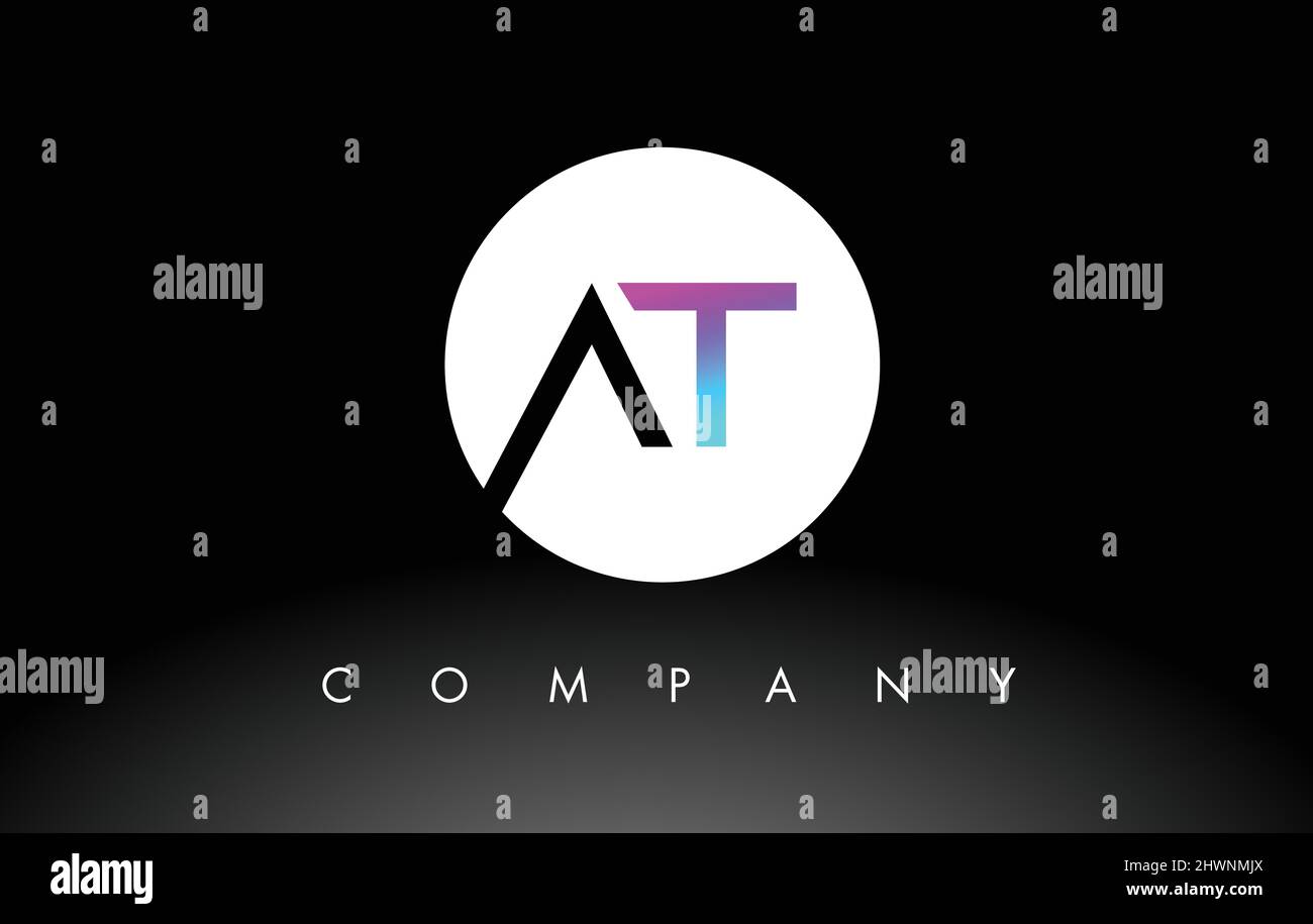 AT Logo. Letter Design Vector with Purple and Black Colors Stock Vector ...