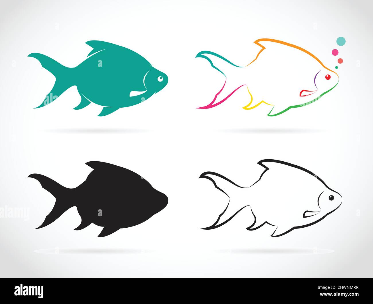 Vector group of fish on white background.  Easy editable layered vector illustration. Stock Vector