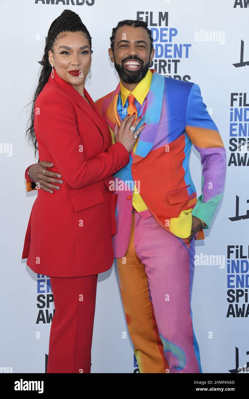 Emmy Raver-Lampman and Daveed Diggs arrive at the 2022 Film Independent