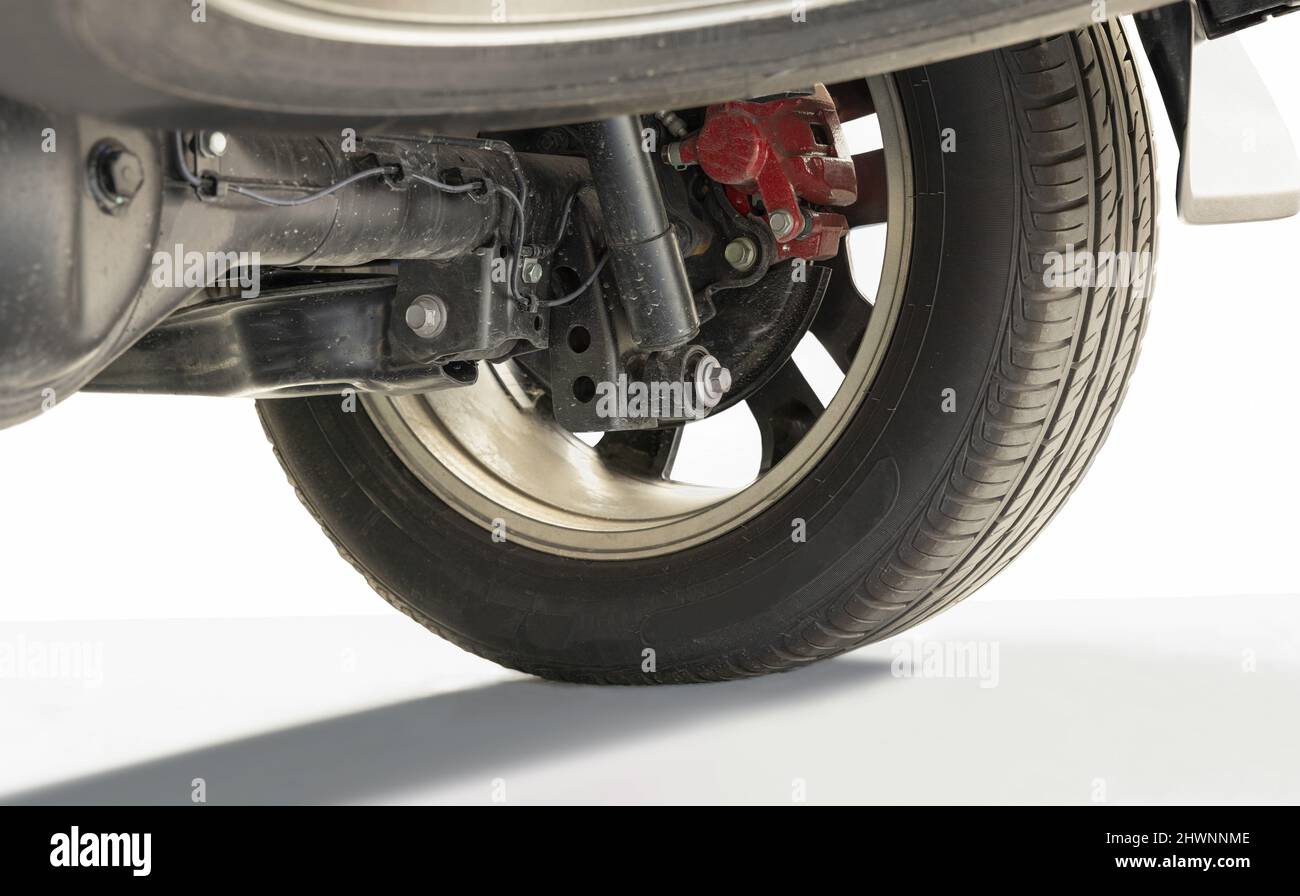 SUV car suspension and rear drive shaft Stock Photo Alamy