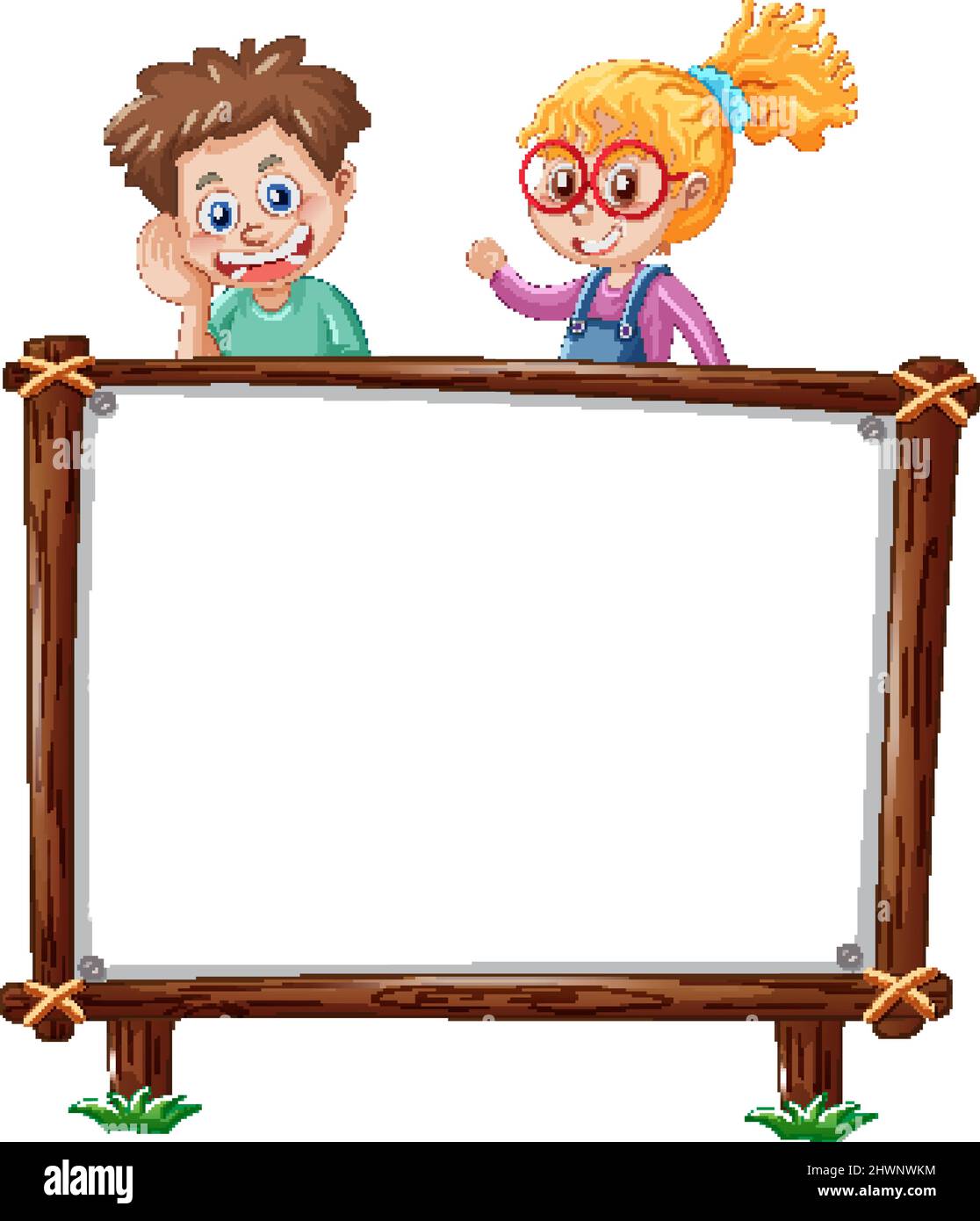Board template with happy kids illustration Stock Vector Image & Art ...