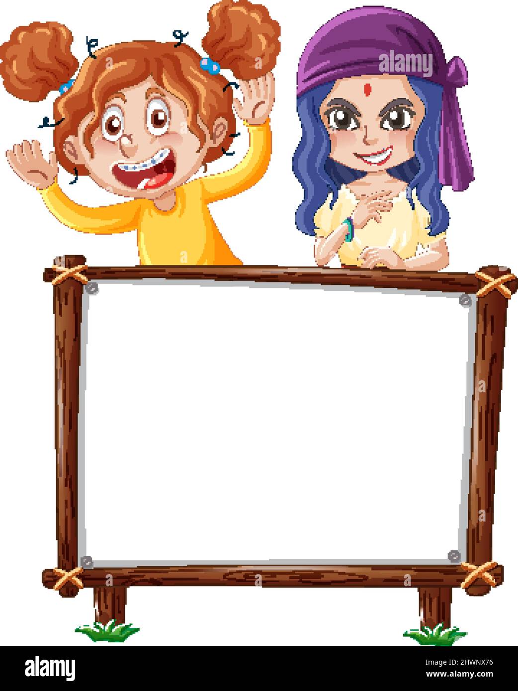 Board template with happy kids illustration Stock Vector Image & Art ...