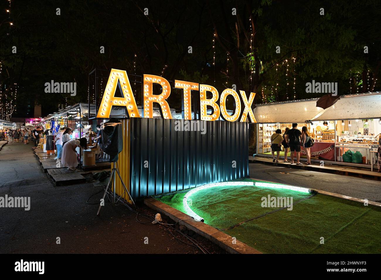 The popular ArtBox night market at Chuvit Gardens, Sukhumvit Soi 10