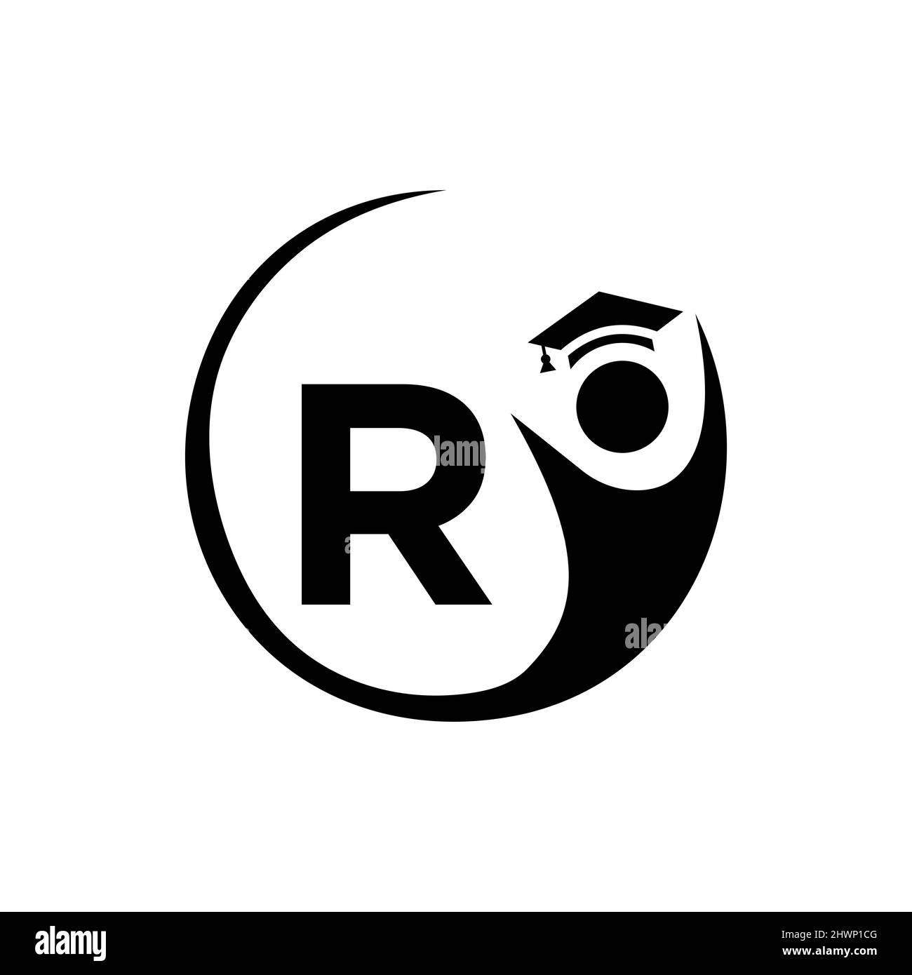 Letter R Education Logo Template. Education Logo On R Letter, Initial Education Hat Concept Template Stock Vector