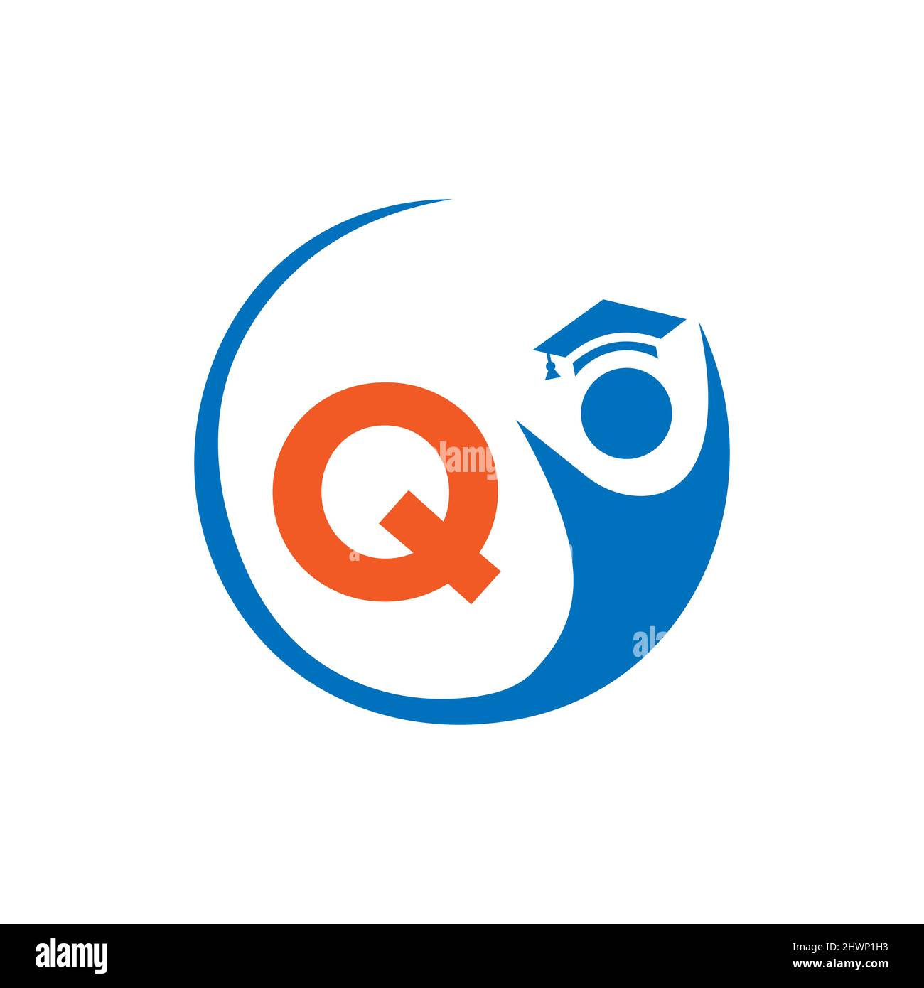 Letter Q Education Logo Template. Education Logo On Q Letter, Initial Education Hat Concept Template Stock Vector