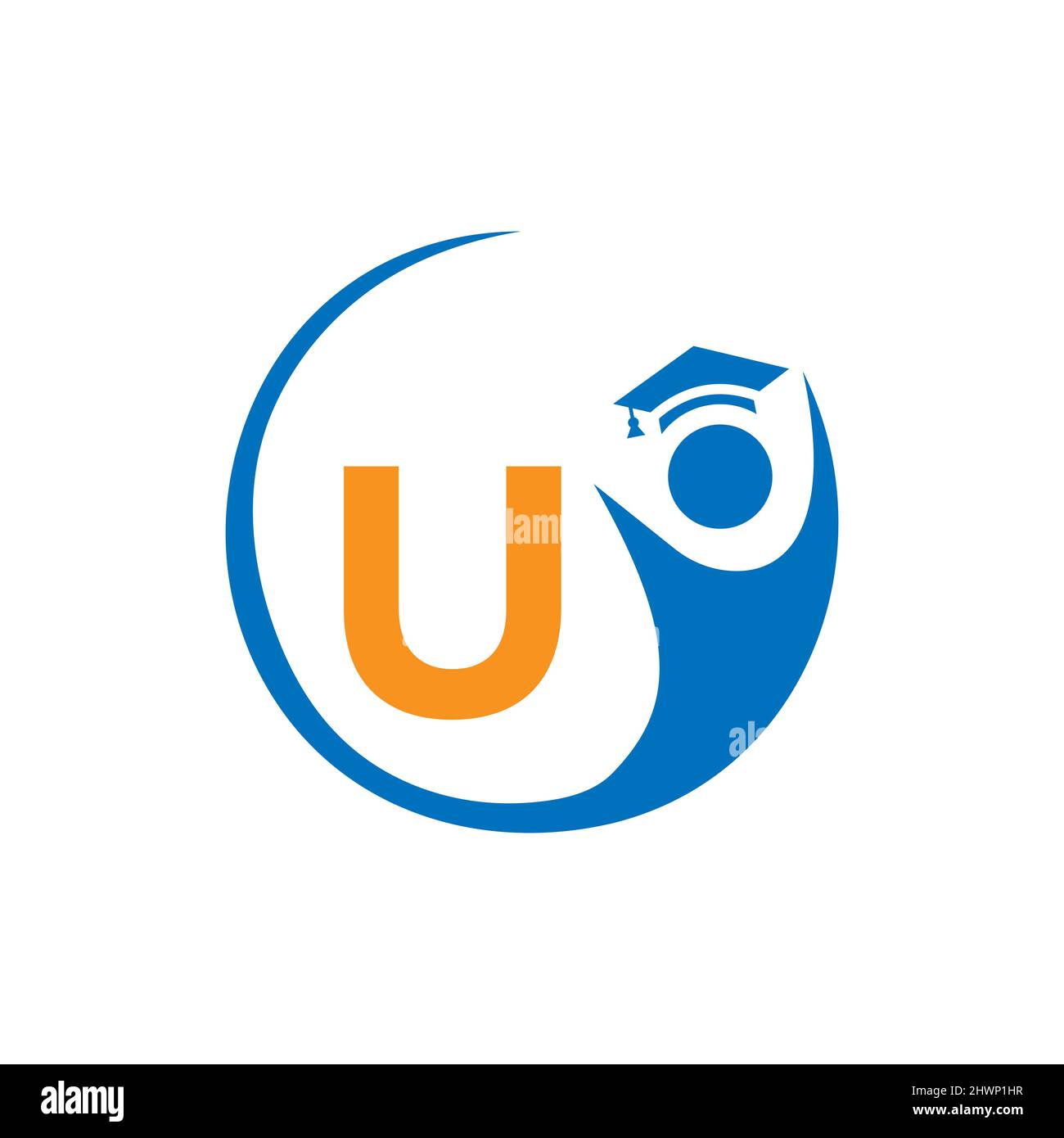 Letter U Education Logo Template. Education Logo On U Letter, Initial Education Hat Concept Template Stock Vector