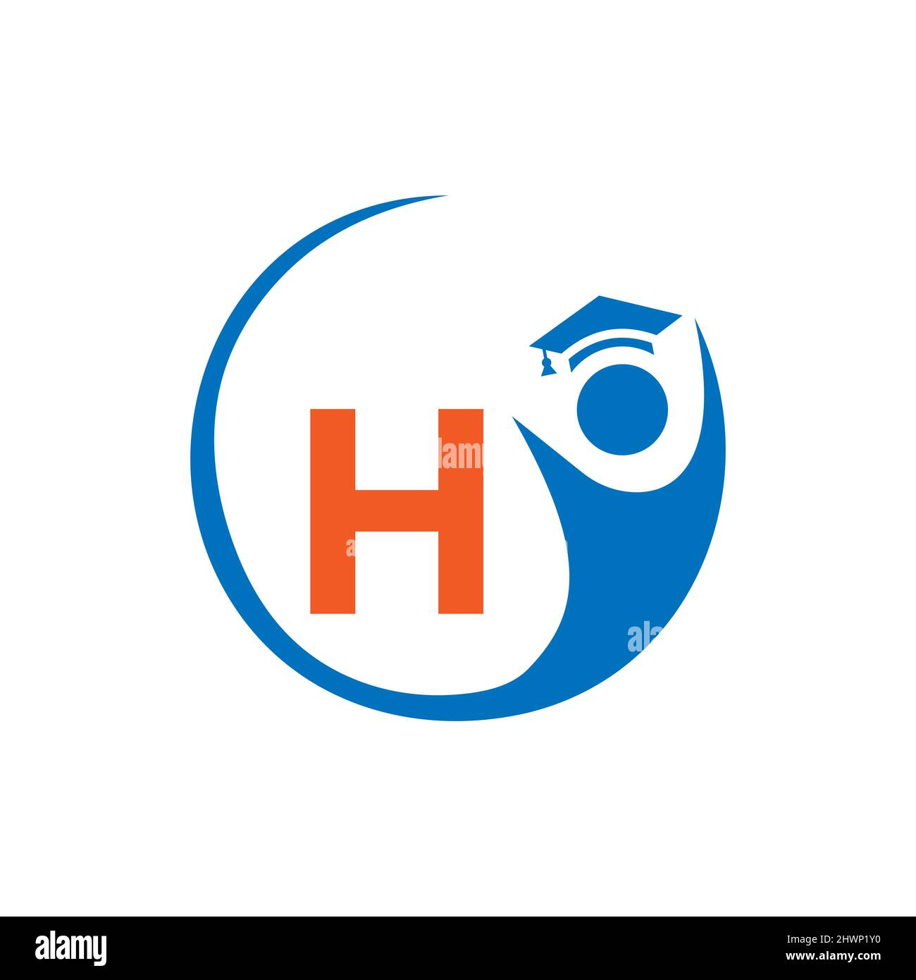 Letter H Education Logo Template. Education Logo On H Letter, Initial Education Hat Concept Template Stock Vector