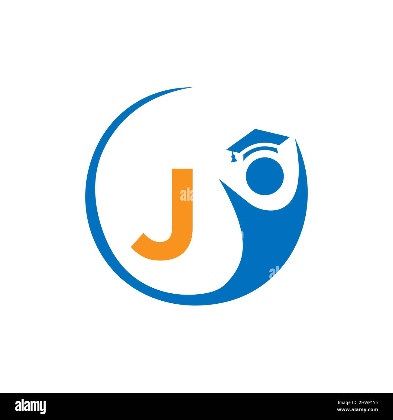 Letter J Education Logo Template. Education Logo On J Letter, Initial Education Hat Concept Template Stock Vector